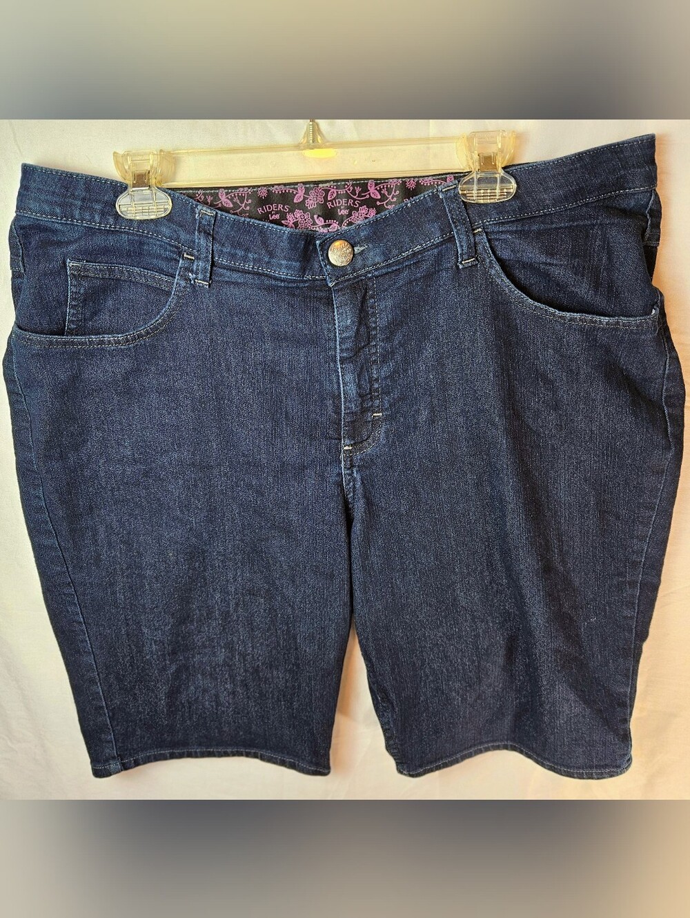 Riders by Lee Denim Bermuda Shorts Womens 18W M Dark Wash Stretch Comfort